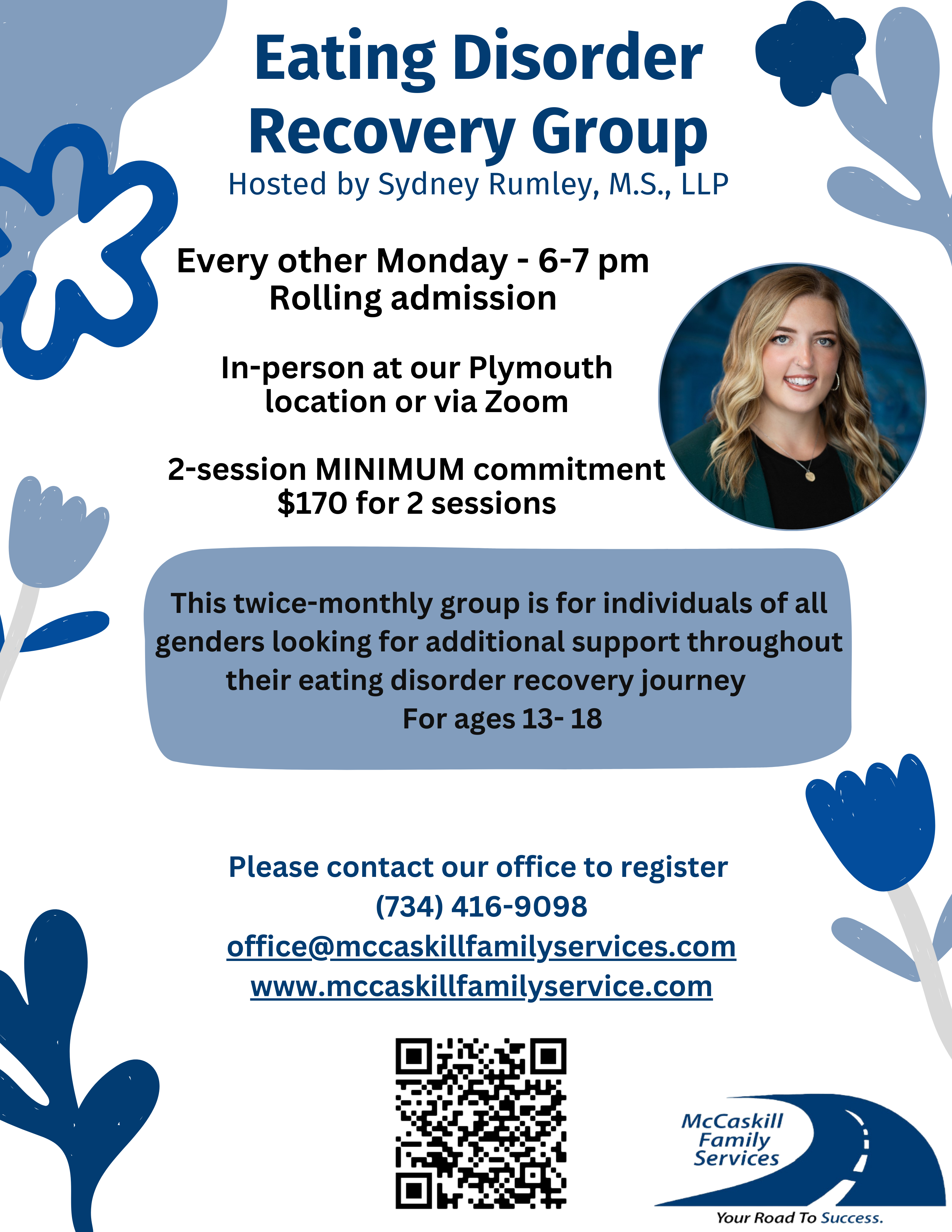 Eating Disorder Group Therapy | Plymouth, MI | McCaskill Family Services - Corrected%20ED%20Recovery%20group%20twice%20monthly